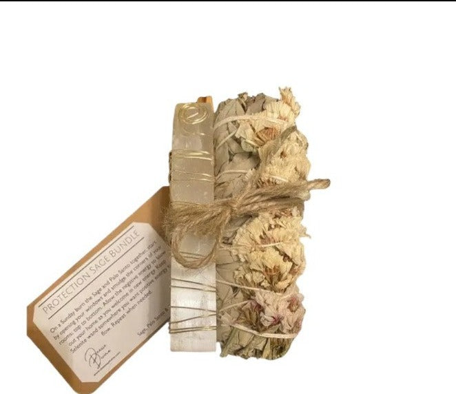 Protection Sage Bundle with Selenite Wand